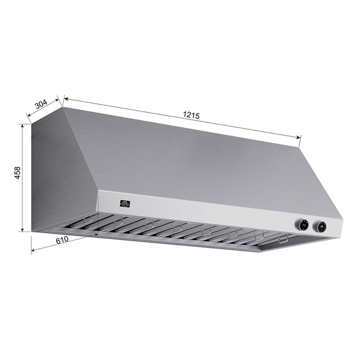 Forno Biagio 48-Inch Wall Mounted Range Hood, Stainless Steel, Heavy Duty