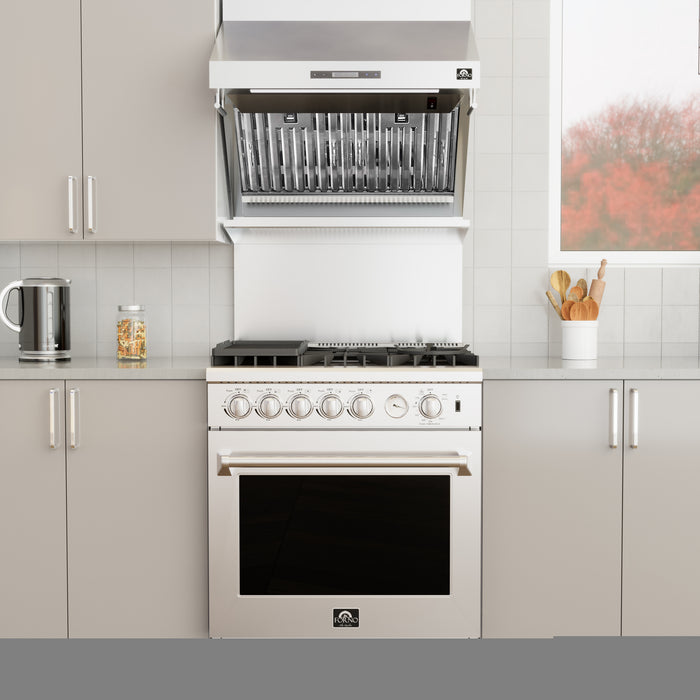 Forno Savona 30-Inch Wall Mount Range Hood, Baffle Filters, Backsplash Included