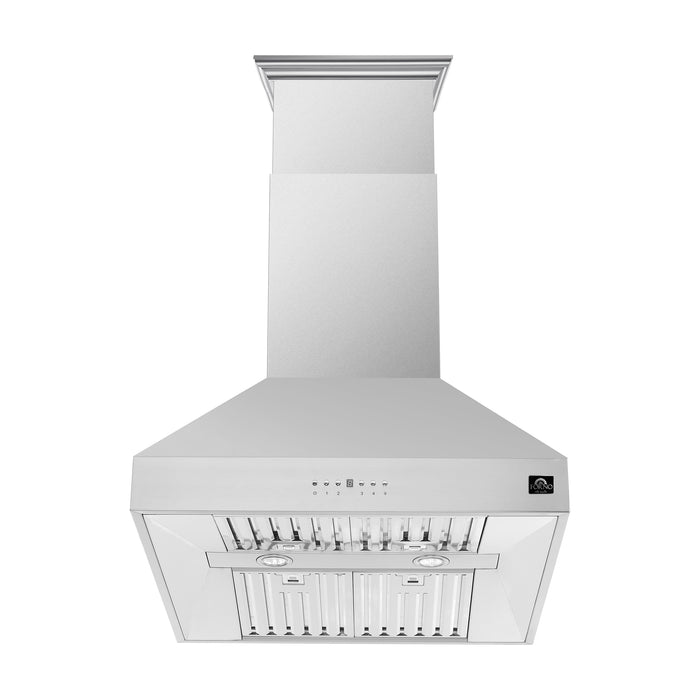 Forno Orvieto 36-Inch Wall Mount Range Hood, LED Lighting, Heavy Duty, Stainless Steel