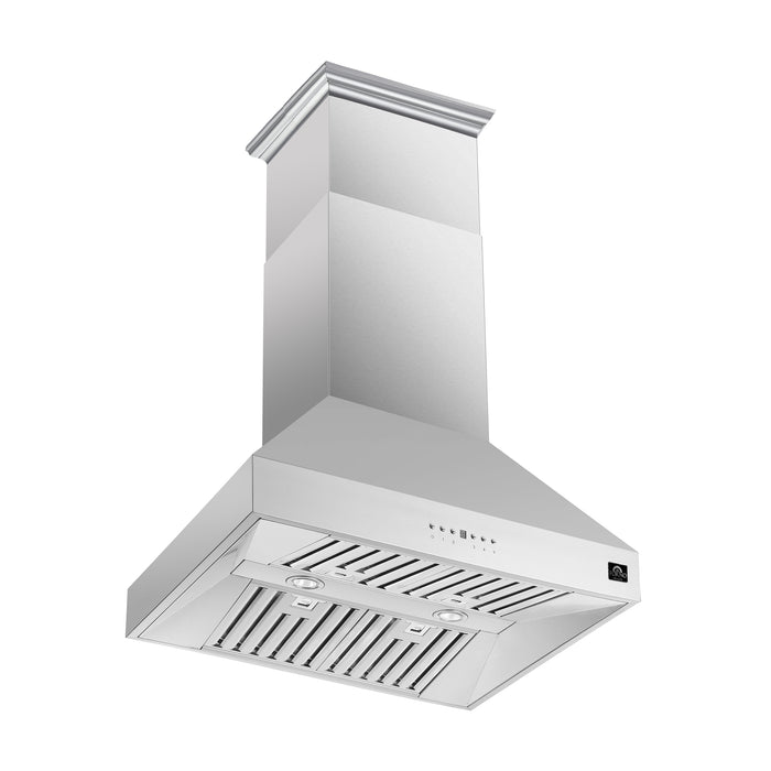 Forno Orvieto 36-Inch Wall Mount Range Hood, LED Lighting, Heavy Duty, Stainless Steel