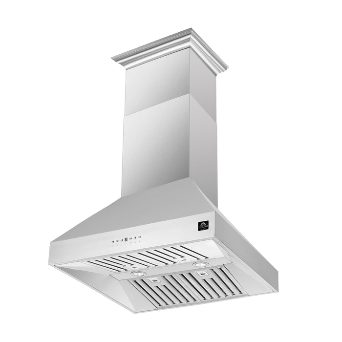 Forno Orvieto 36-Inch Wall Mount Range Hood, LED Lighting, Heavy Duty, Stainless Steel