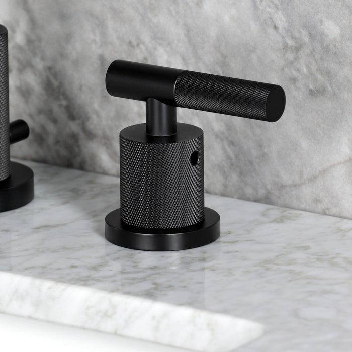 Convergent FSC8950KNL Two-Handle 3-Hole Deck Mount Widespread Bathroom Faucet with Knurled Handle and Brass Pop-Up Drain, Matte Black