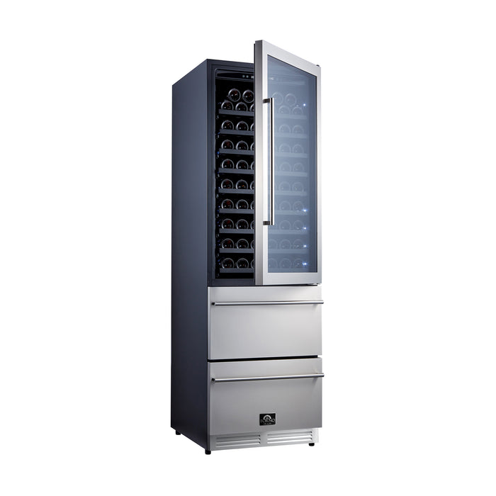 Forno Azienda 24-Inch Dual Temperature Zone Wine Cooler, Up to 108 Bottles, Two Refrigerated Drawers, Adjustable Temperature Zones, Energy Efficient