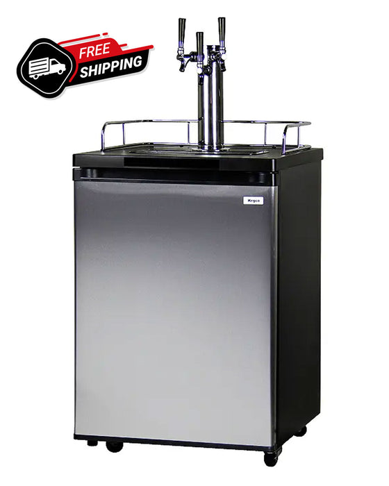 24" Wide Triple Tap Stainless Steel Kegerator