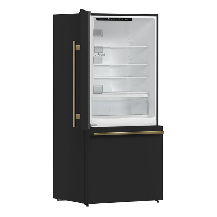 Forno Milano Espresso 31-Inch Black French Door Refrigerator, Bottom Freezer, 17.2 Cu. Ft., Energy-Efficient, No Frost, Built-In Ice Maker