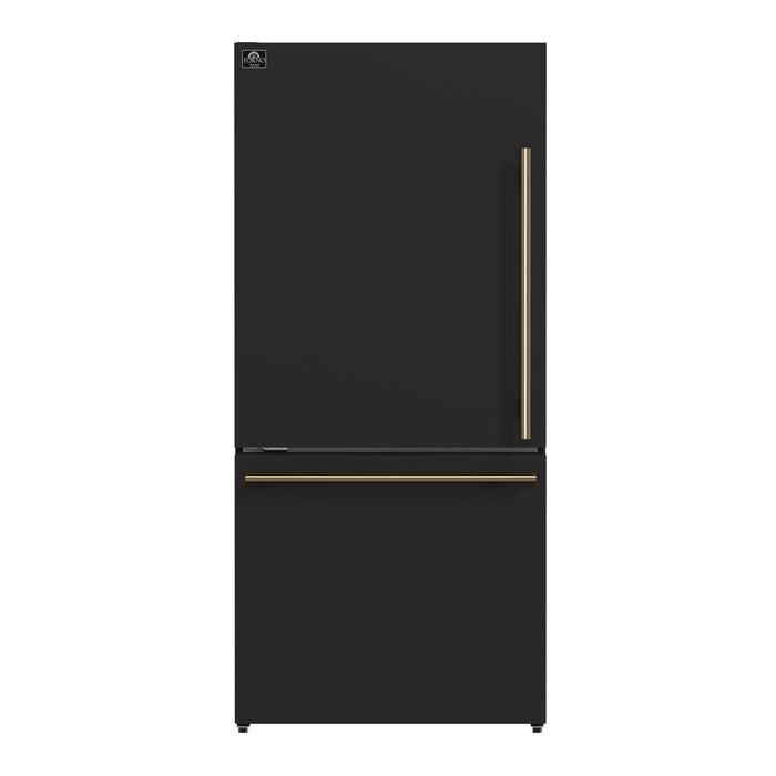 Forno Milano Espresso 31-Inch Black French Door Refrigerator, Bottom Freezer, 17.2 Cu. Ft., Energy-Efficient, No Frost, Built-In Ice Maker