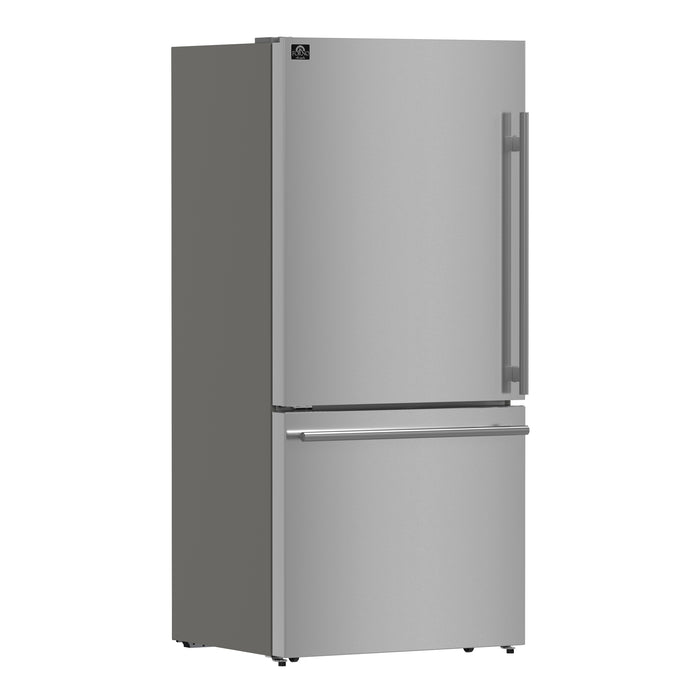 Forno Milano Espresso 31-Inch Stainless-Steel French Door Refrigerator, Bottom Freezer, 17.2 Cu. Ft., Energy-Efficient, No Frost, Built-In Ice Maker