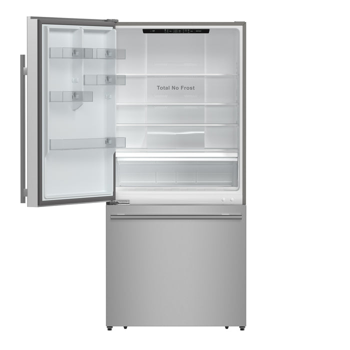 Forno Milano Espresso 31-Inch Stainless-Steel French Door Refrigerator, Bottom Freezer, 17.2 Cu. Ft., Energy-Efficient, No Frost, Built-In Ice Maker