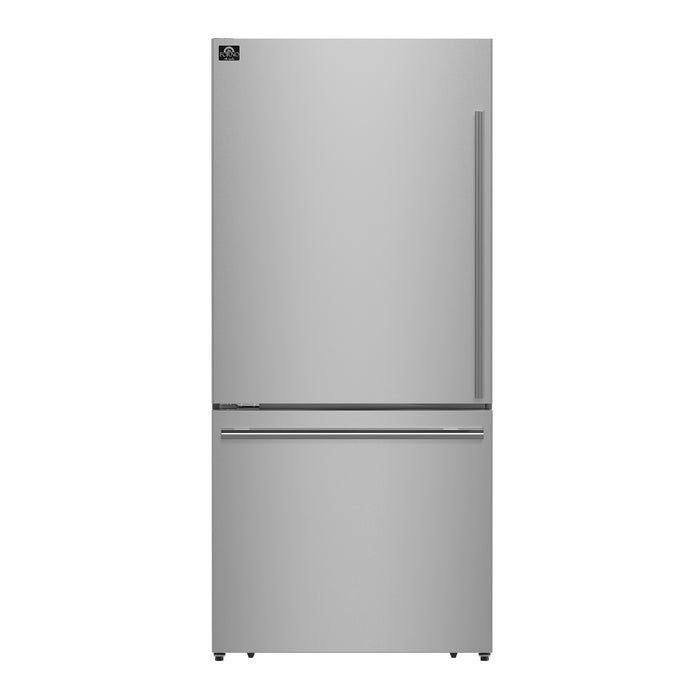 Forno Milano Espresso 31-Inch Stainless-Steel French Door Refrigerator, Bottom Freezer, 17.2 Cu. Ft., Energy-Efficient, No Frost, Built-In Ice Maker