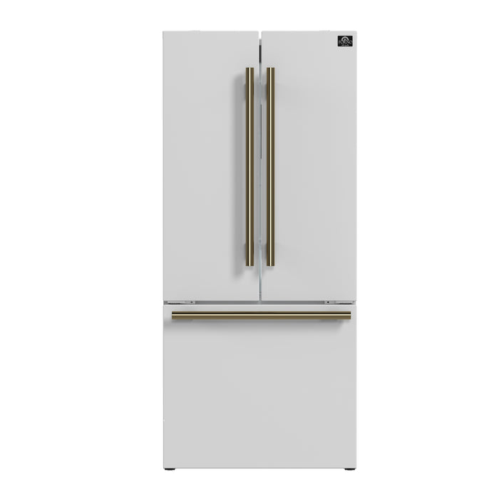 Forno Gallipoli Espresso 30-Inch White French Door Refrigerator, Bottom Freezer, 17.5 Cu. Ft., No Frost, Ice Maker