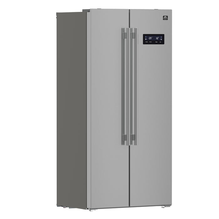 Forno Salerno 33-Inch Side-by-Side Stainless Steel Refrigerator, 15.6 cu.ft, ENERGY STAR Certified