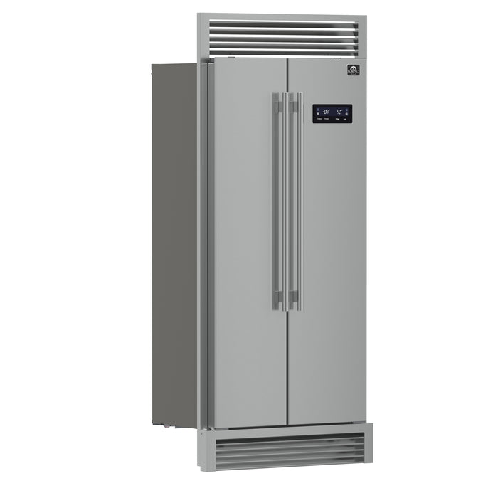 Forno Salerno 37-Inch Built-In Stainless Steel Refrigerator, 15.6 cu.ft, Decorative Grill, ENERGY STAR Certified