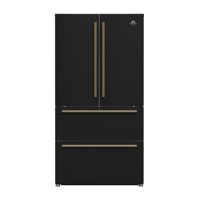 Forno Moena Espresso 36-Inch Black French Door Refrigerator, 19.2 Cu. Ft., Frost-Free, Automatic Ice Maker, ENERGY STAR Certified