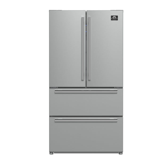 Forno Alta Moena 36-Inch French Door Refrigerator, 19.2 cu.ft, Counter Depth, Ice Maker, Stainless Steel Interior Panel, ENERGY STAR Certified