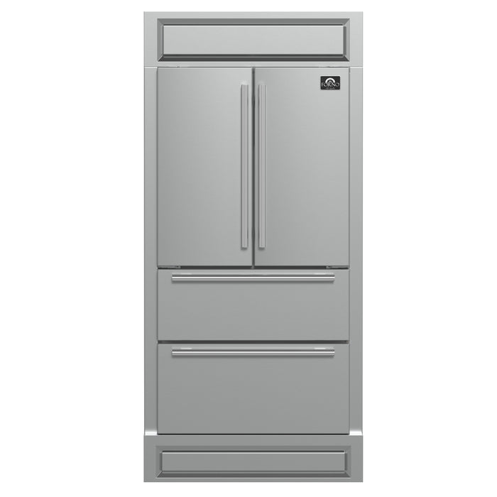 Forno Moena 40-Inch French Door Refrigerator, Stainless Steel, 19.2 cu.ft, Modern Decorative Grill, ENERGY STAR Certified