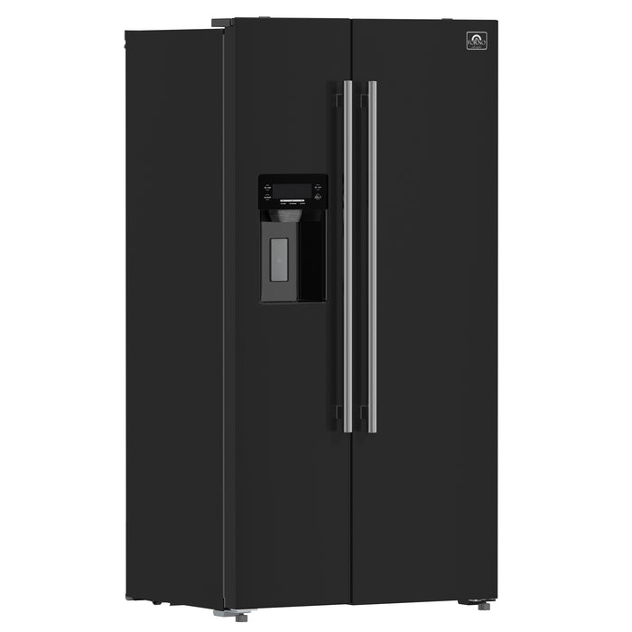 Forno Salerno Espresso 36-Inch Black Side-by-Side Refrigerator, 20 Cu. Ft., Frost-Free, Ice & Water Dispenser, ENERGY STAR Certified