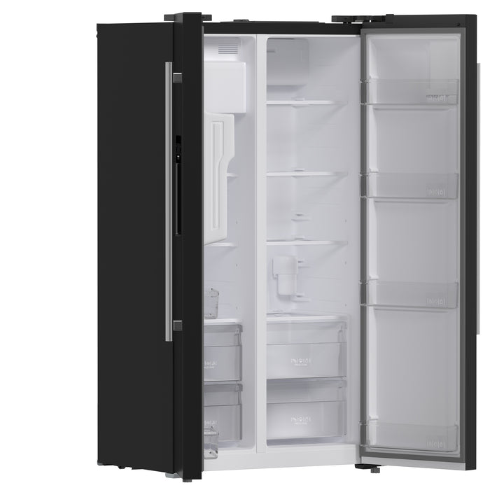 Forno Salerno Espresso 36-Inch Black Side-by-Side Refrigerator, 20 Cu. Ft., Frost-Free, Ice & Water Dispenser, ENERGY STAR Certified