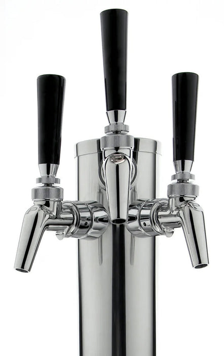 14" Tall Polished Stainless Steel 3-Faucet Draft Beer Tower - Perlick Faucets