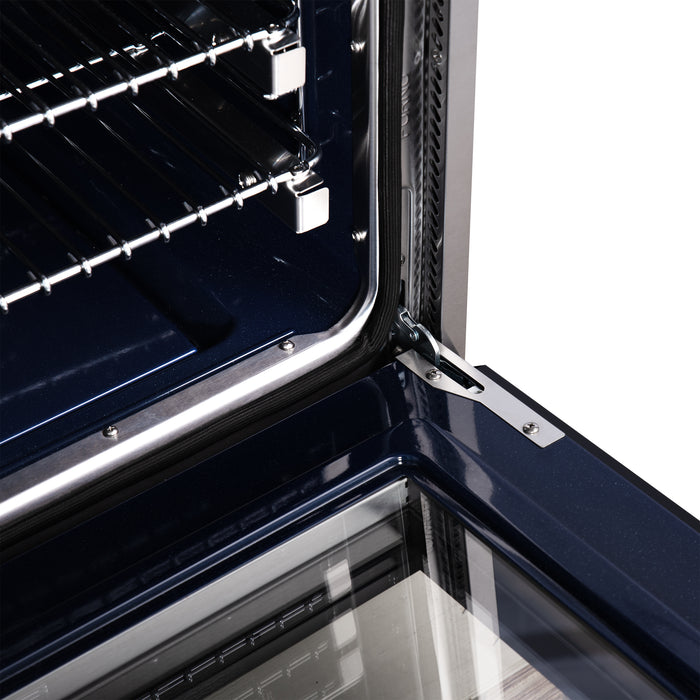 Forno Massimo 30-Inch Black Freestanding Gas Range, 4 Burners, True Convection Oven