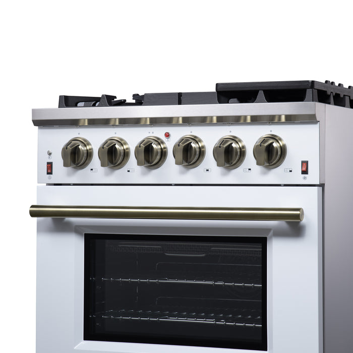 Forno Massimo 30-Inch White Freestanding Gas Range, 4 Burners, True Convection Oven