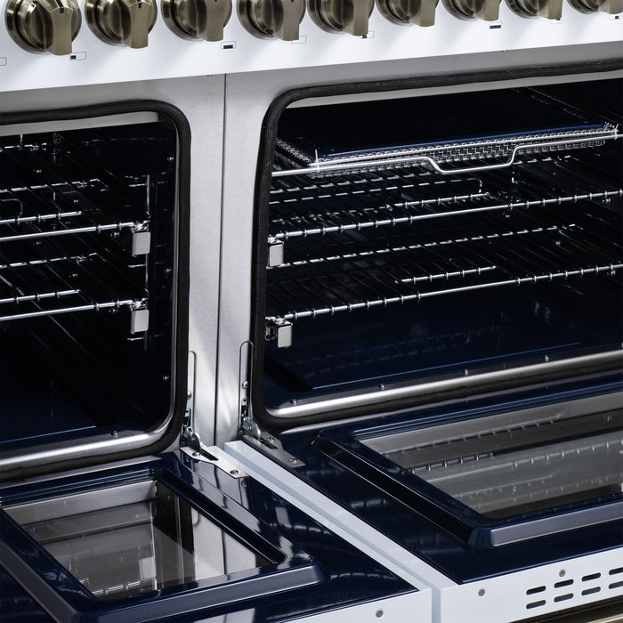 Forno Massimo 48-Inch White Freestanding Gas Range, 8 Burners, True Convection Oven