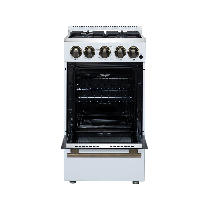 Forno Lamazze 20 Inch Freestanding Gas Range in White, Compact Design