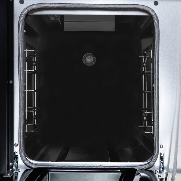 Valente 48" Gas Range in Black, 8 Sealed Burnes, 94 000 BTU Cooktop Output, 6.7 Cu.Ft. Double Oven, Telescopic Racks