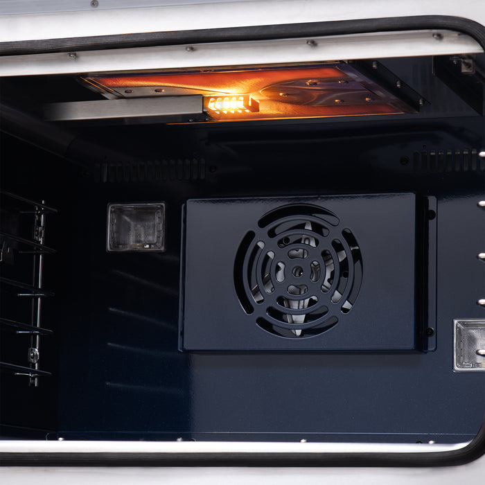 Forno Capriasca 30-Inch White Freestanding French Door Gas Range, 4 Burners, Convection Oven, Energy Efficient