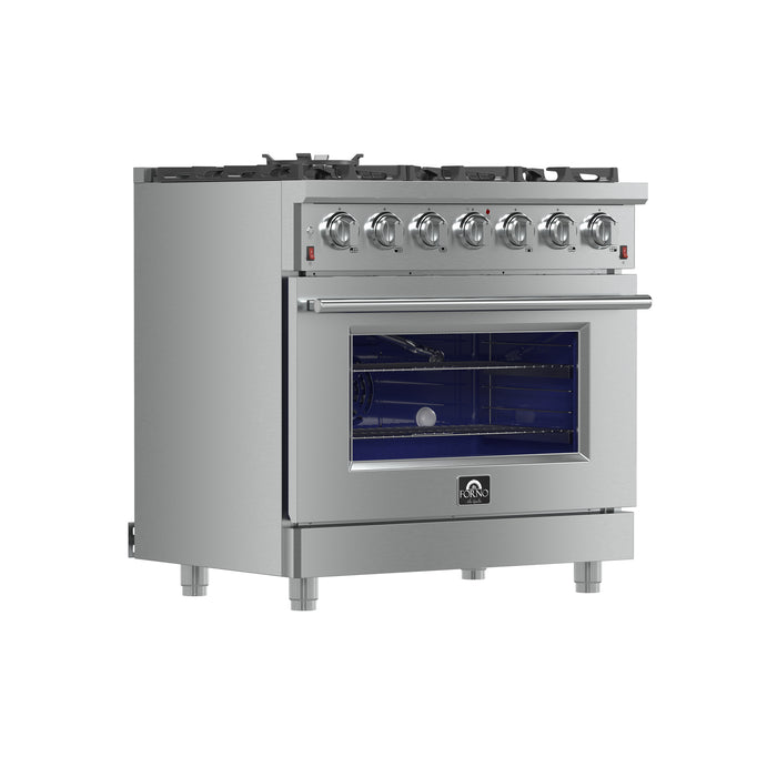 Forno Massimo 36-Inch Freestanding Gas Range, 6 Sealed Burners, Convection Oven, Energy Efficient