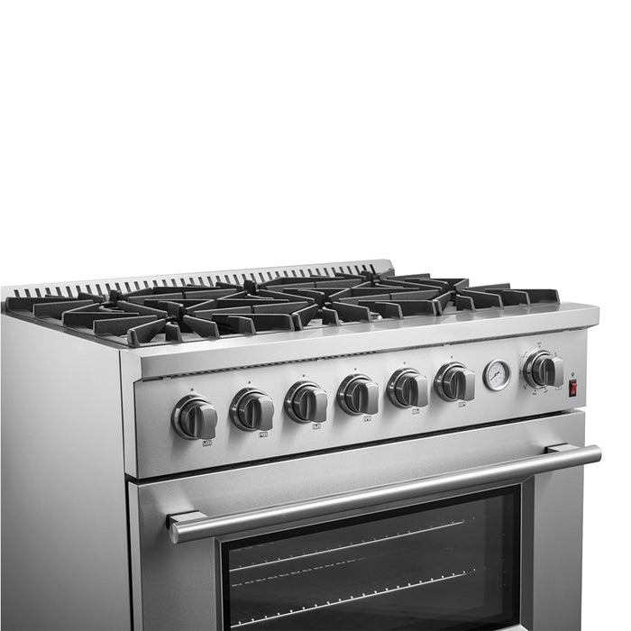 Marco 36-Inch Gas Range Stainless Steel, 6 Burners 67,000 BTU, 5.36 cu.ft. Convection Oven