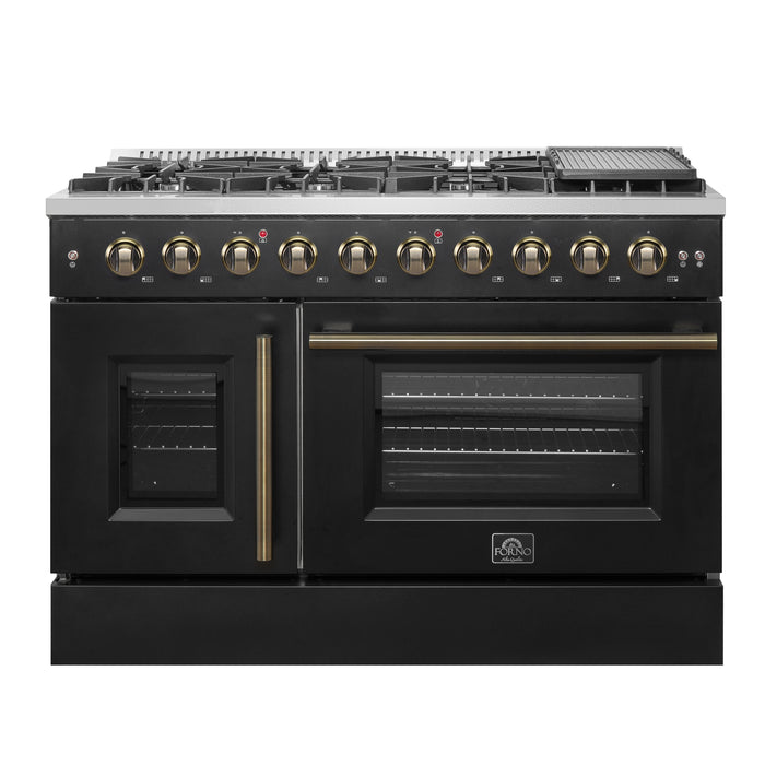 Forno Galiano 48" Freestanding French Door Gas Range in Black