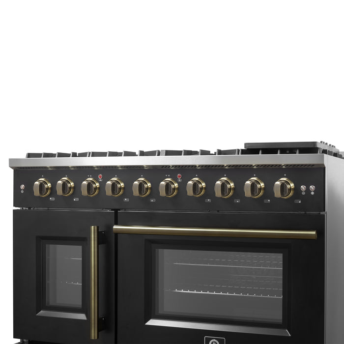 Forno Galiano 48" Freestanding French Door Gas Range in Black