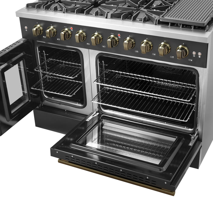 Forno Galiano 48" Freestanding French Door Gas Range in Black