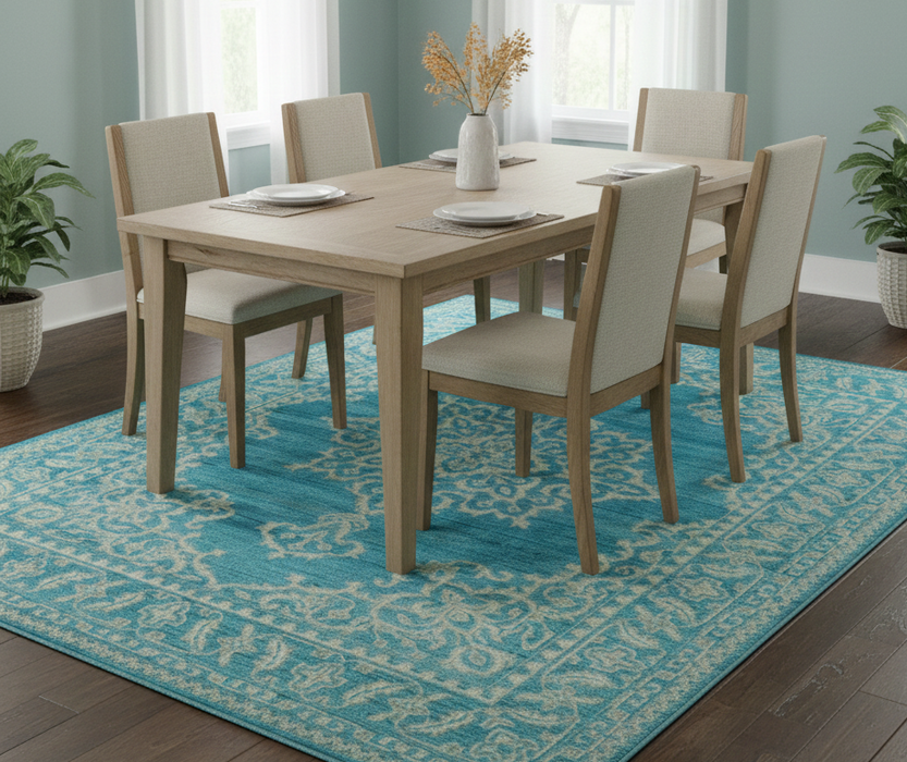 Custom Made Traditional Turkish Design Blue Hand Knotted Wool Area Rug