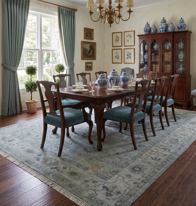Antique Hand Knotted Charcoal and Gray Traditional Oushak wool Area Rug