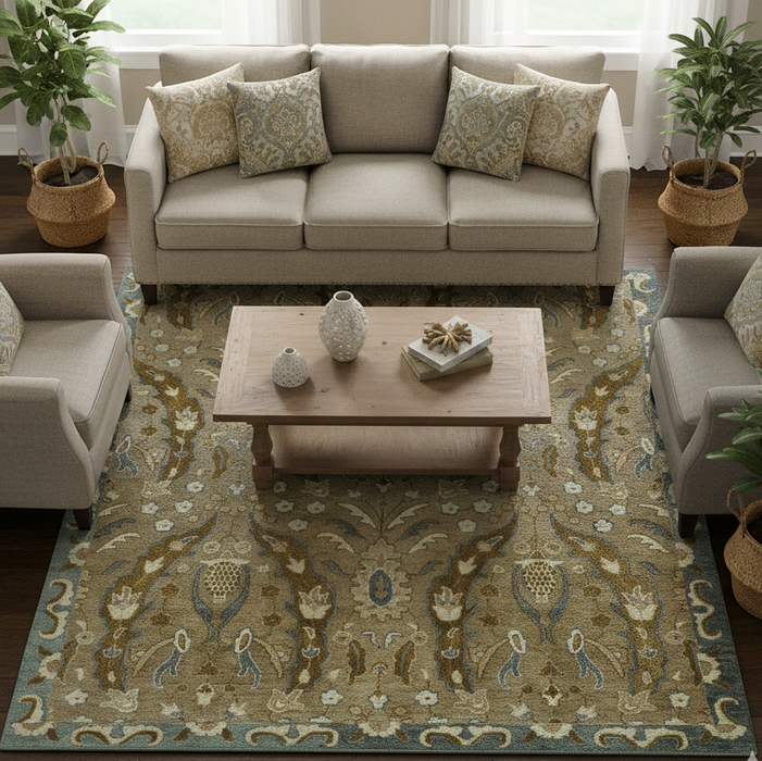 Custom Made Traditional Oushak Brown Hand Tufted Wool Area Rug