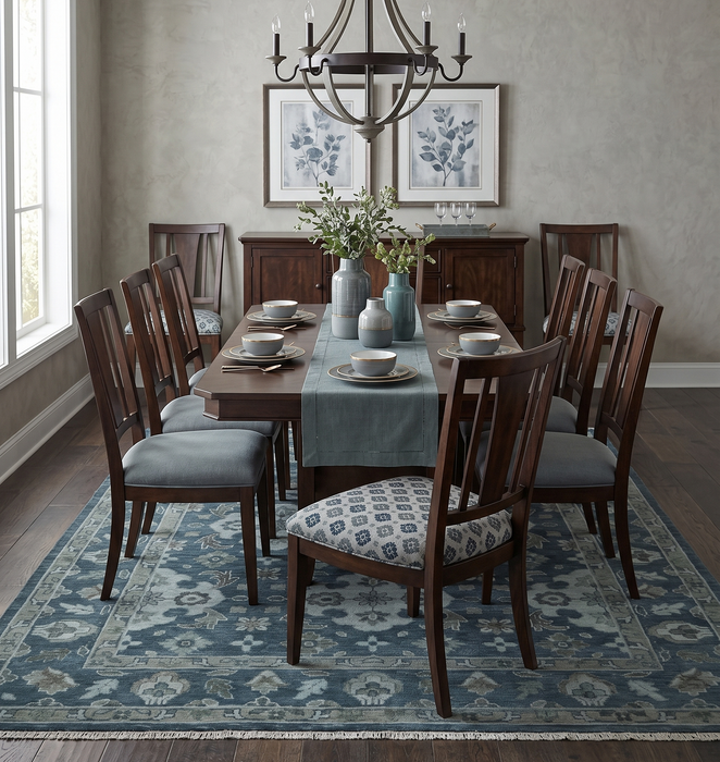 Custom Made Traditional Design Blue, Silver and Gray Hand knotted wool Area Rug