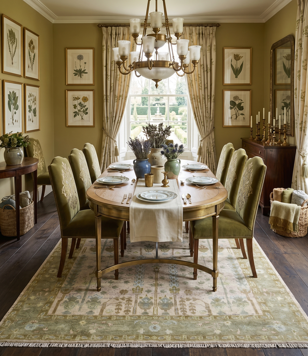 Tree of life Beige, Purple and Olive Hand Knotted Traditional Floral Custom Made wool rug