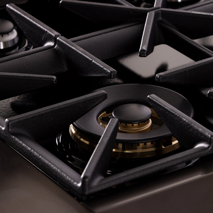 Kucht 48" 8 Burner Double Oven Natural Gas Dual Fuel Range in Titanium Stainless Steel with Digital Thermostat