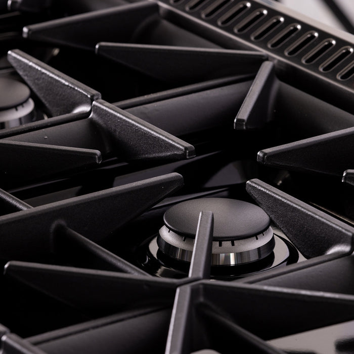 Kucht 48" 8 Burner Double Oven Natural Gas Dual Fuel Range in Titanium Stainless Steel with Digital Thermostat