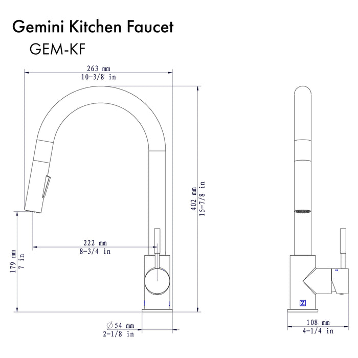 ZLINE Gemini Kitchen Faucet, GEM-KF-CH