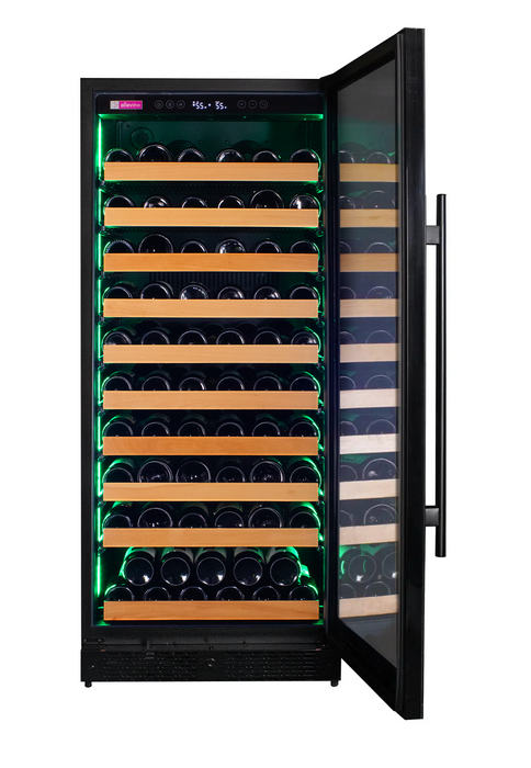 Reserva Series 119 Bottle 55" Tall Single Zone Right Hinge Black Glass Wine Refrigerator