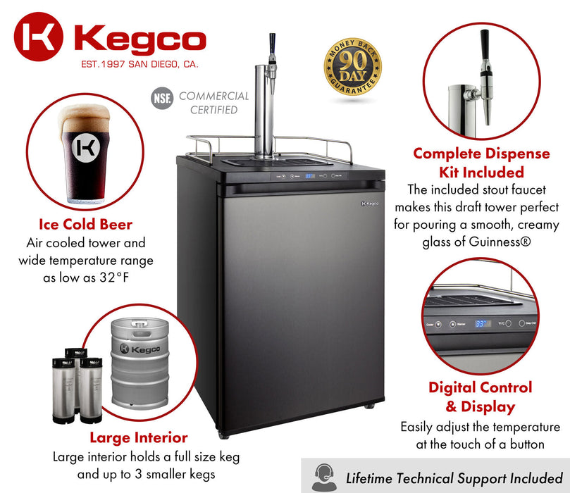 24" Wide Single Tap Black Stainless Steel Digital Guinness&reg; Kegerator