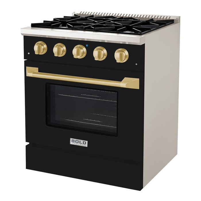 Hallman BOLD 30" 4.2 Cu.Ft. 4 Burner Freestanding Dual Fuel Range and Electric Oven - HBRDF30