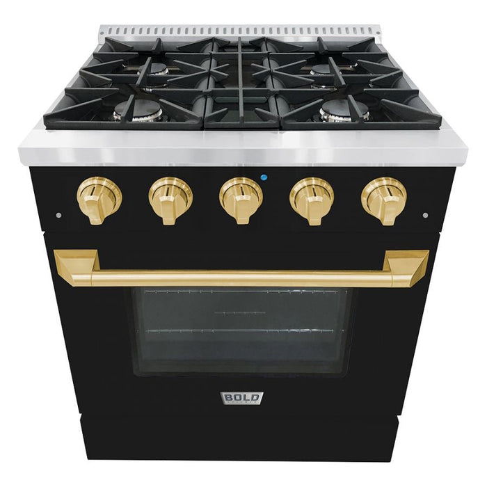 Hallman BOLD 30" 4.2 Cu.Ft. 4 Burner Freestanding Dual Fuel Range and Electric Oven - HBRDF30