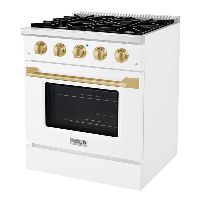 Hallman BOLD 30" 4.2 Cu.Ft. 4 Burner Freestanding Dual Fuel Range and Electric Oven - HBRDF30