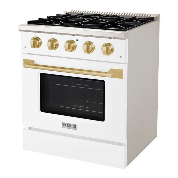 Hallman BOLD 30" 4.2 Cu.Ft. 4 Burner Freestanding Dual Fuel Range and Electric Oven - HBRDF30