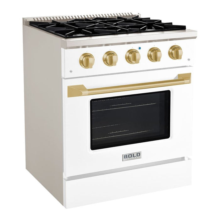 Hallman BOLD 30" 4.2 Cu.Ft. 4 Burner Freestanding Dual Fuel Range and Electric Oven - HBRDF30