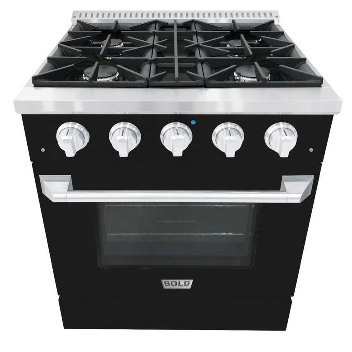 Hallman BOLD 30" 4.2 Cu.Ft. 4 Burner Freestanding Dual Fuel Range and Electric Oven - HBRDF30