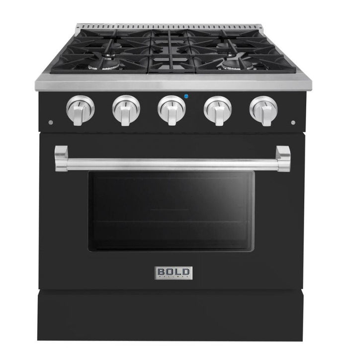 Hallman BOLD 30" 4.2 Cu.Ft. 4 Burner Freestanding Dual Fuel Range and Electric Oven - HBRDF30